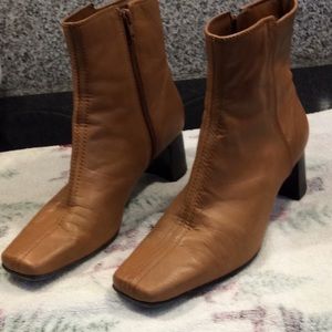 Nine West tan leather booties -the softest leather